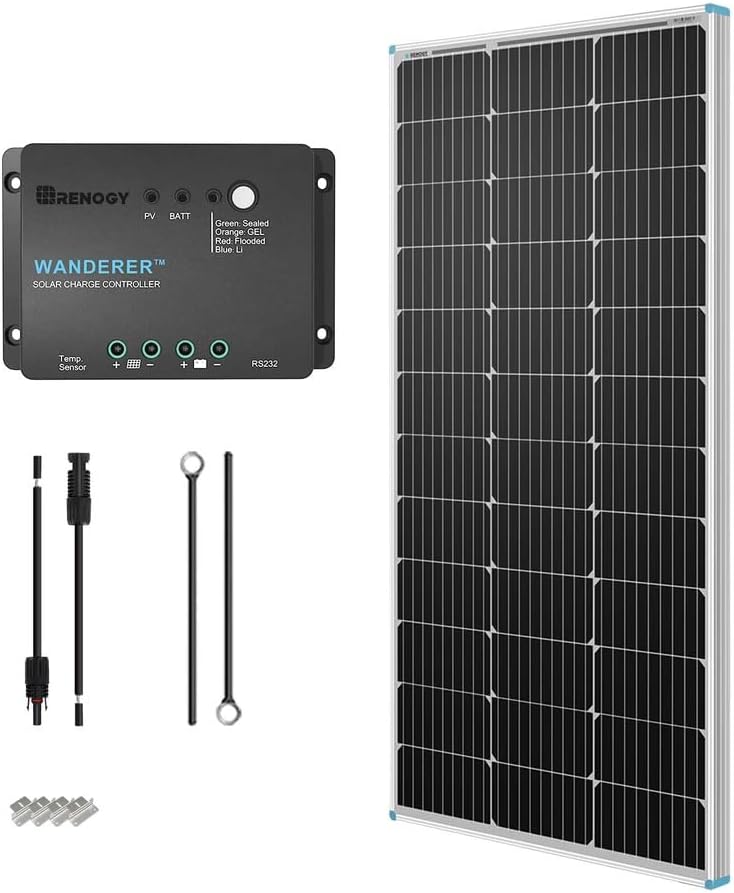 Off Grid Solar Kit - 100W 12V Solar Panel Starter Kit,