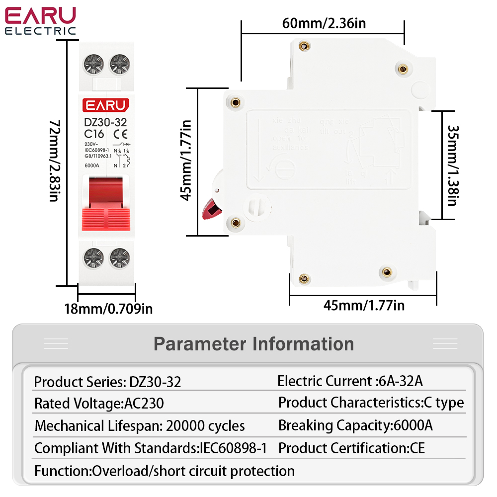 DZ30-32 DPN 1P+N Mini Circuit  - Din Rail Circuit Breaker 리뷰 및 가격