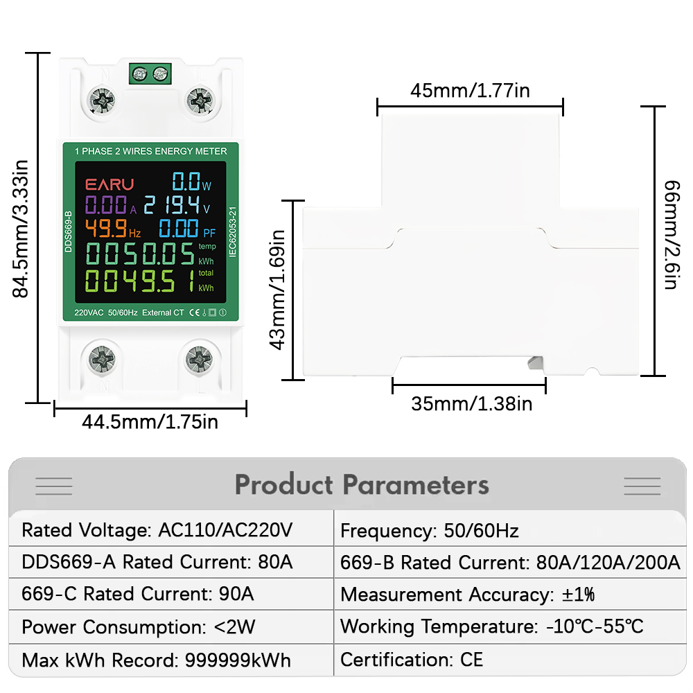 Din Rail AC Monitor 110V 220V  - Renewable Energy Demonstration Kit 리뷰 및 가격