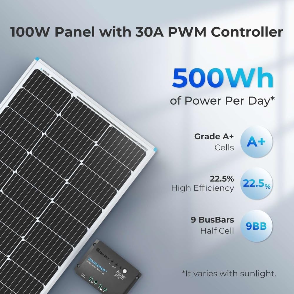 100W 12V Solar Panel Starter K - Off Grid Solar Kit 리뷰 및 가격